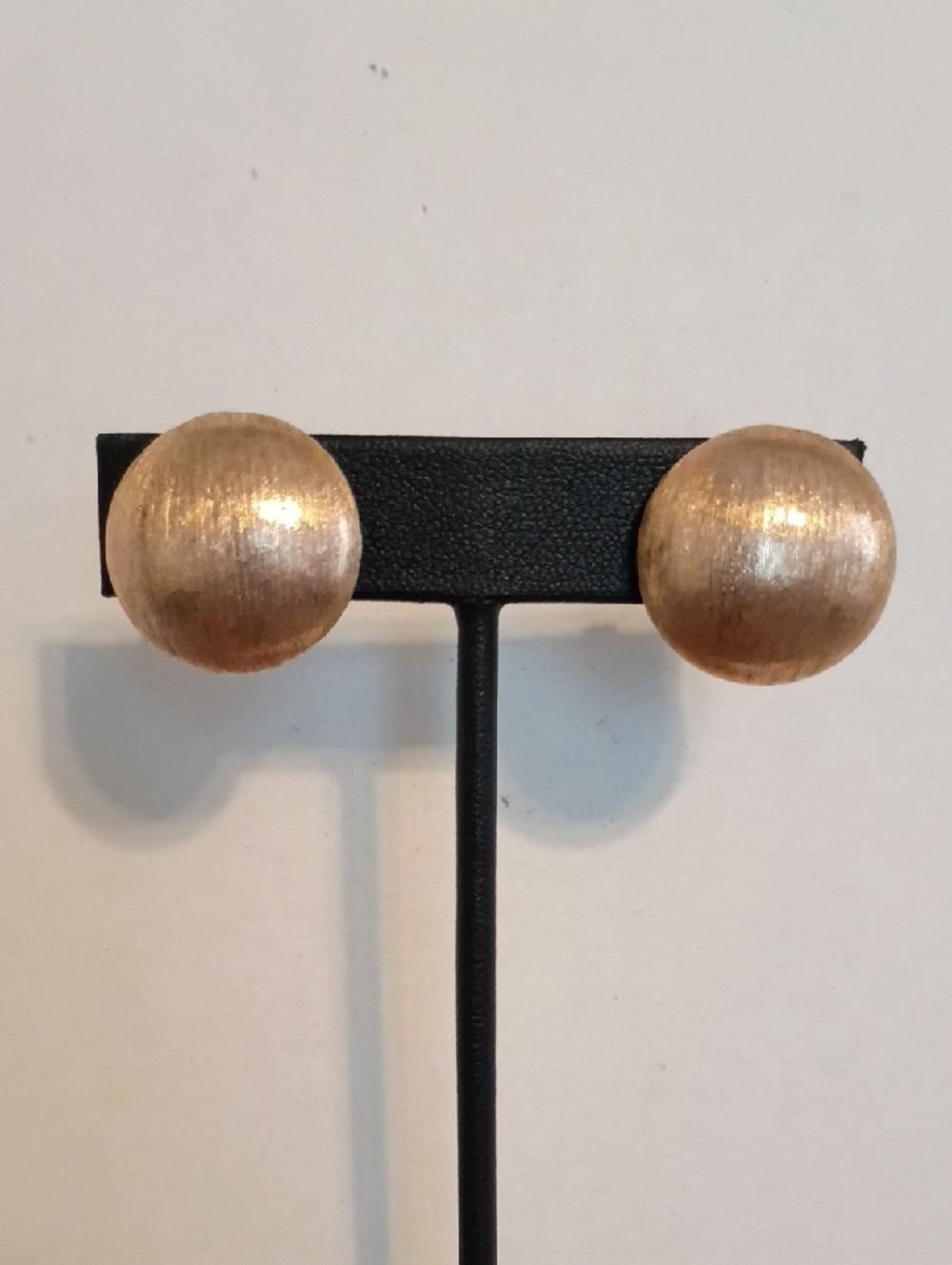 Trifari Vintage Gold Dome Clip On Earrings Brushed Button Earrings